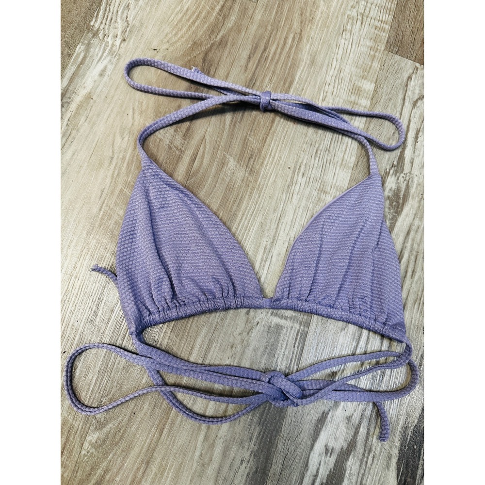 Frankies Bikinis Lavender Purple Metallic Shimmer Triangle Bikini‎ Top Medium